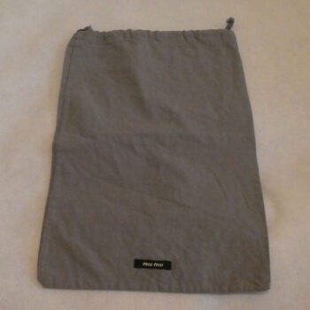 Miu Miu grey cotton drawstring dustbag, size approx 20cm x 32cm