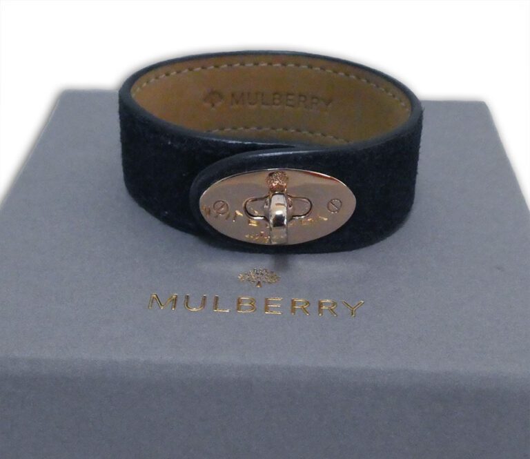 Mulberry midnight blue suede bayswater bracelet & box - Labels Most Wanted