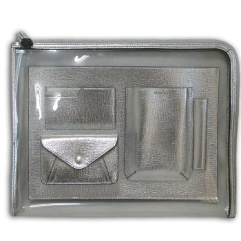 anya-hindmarch-silver-metallic-leather-and-clear-vinyl-envelope-folio-case-clutch-bag-new