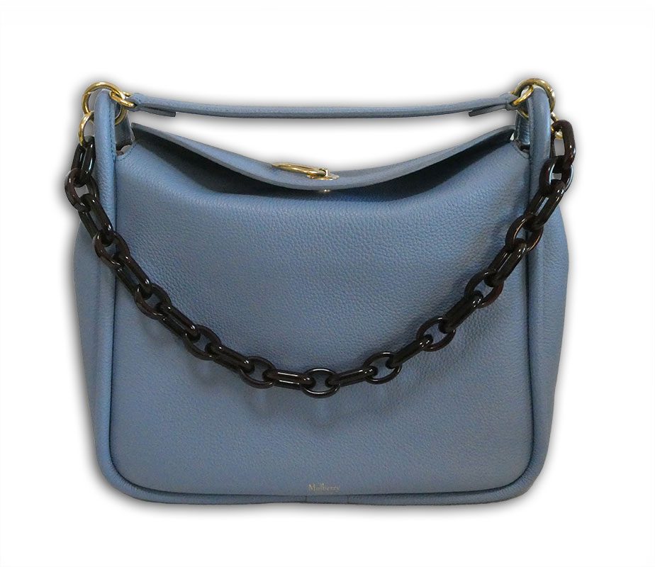 Mulberry lavender blue classic grain leather large leighton shoulder bag,  new - Labels Most Wanted