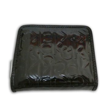 calvin-klein-black-patent-embossed-ck-logo-must-zip-around-purse-wallet