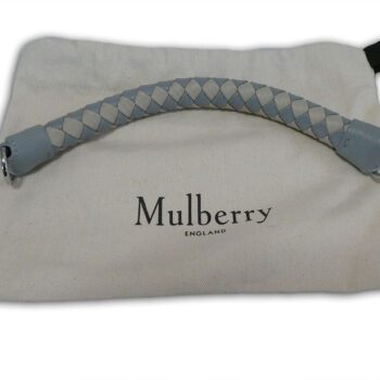 Mulberry cloud blue & chalk heavy grain leather woven iris bag handle strap