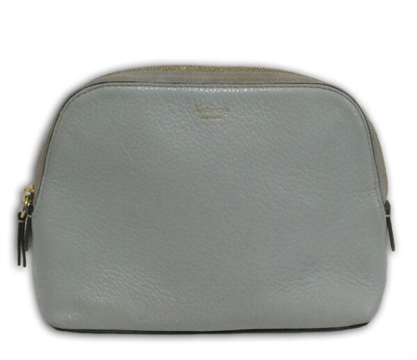 Mulberry light antique blue classic grain leather continental cosmetic pouch make up bag