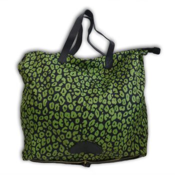 Mulberry nightshade blue mini leopard print nylon & glossy goat leather fold up tote shopper bag