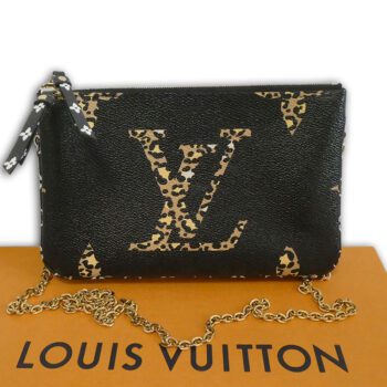 Louis Vuitton M67874 jungle print coated canvas double zip pochette bag with box